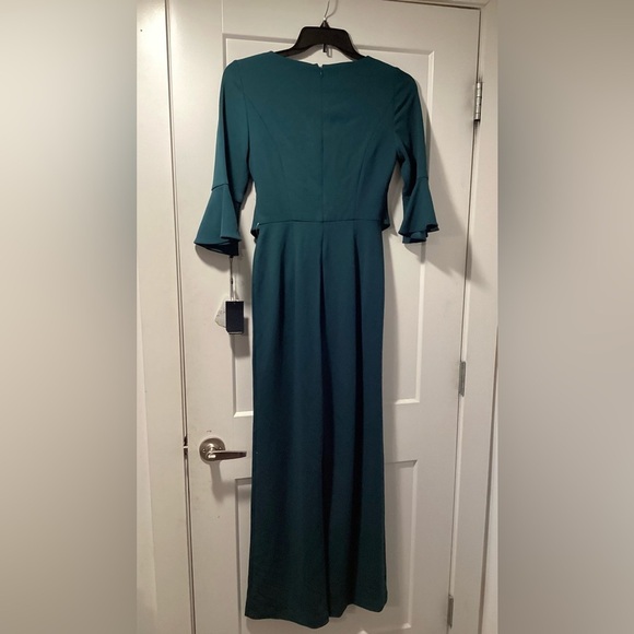 NWT Adrianna Papell Size 2 Knit Crepe Tie Front Jumpsuit Hunter - Picture 3 of 7